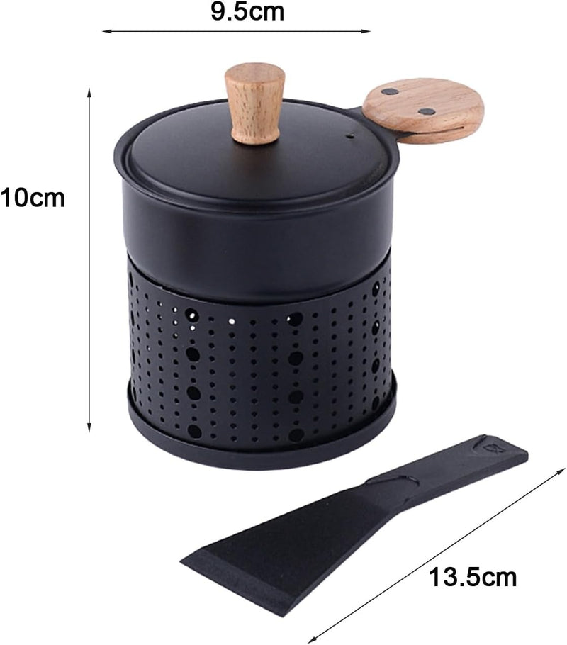 Raclette Table Grill & Cheese Melter – Portable Non-Stick Mini Grill with Wooden Handle