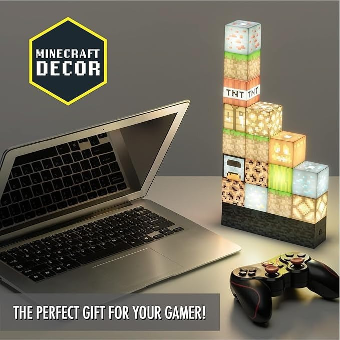 Minecraft Block Night Light – Officially Licensed 16 Rearrangeable LED Building Blocks