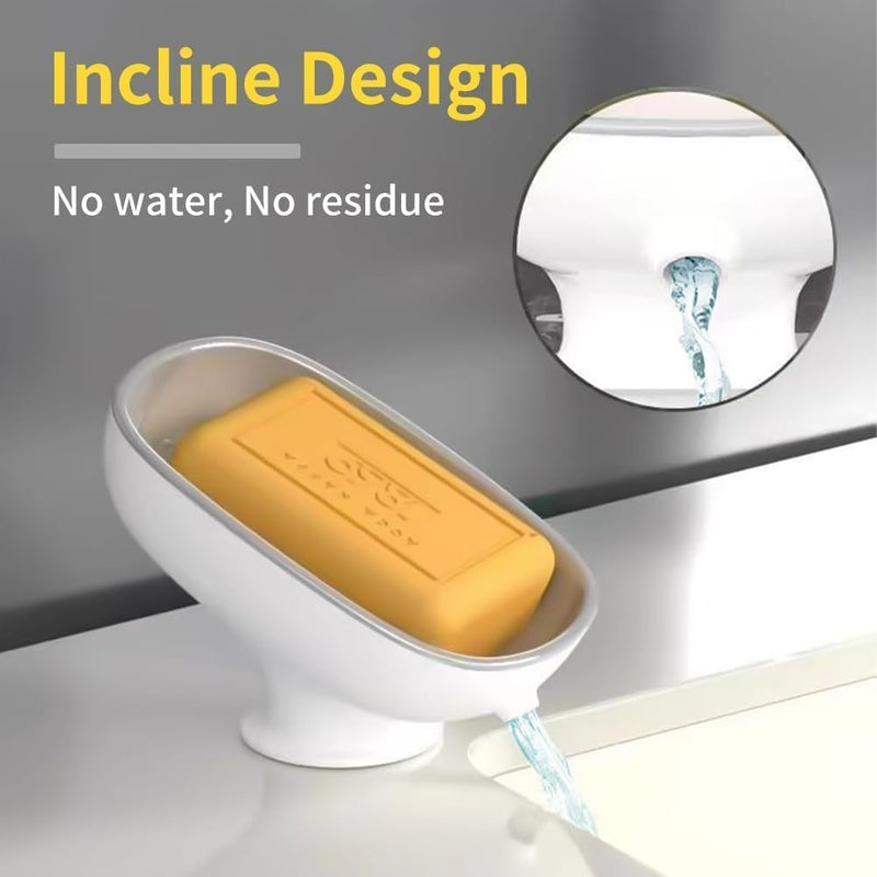 Self-Draining Soap Holder Set Of 2 – Bar Soap Dish with Suction Cups for Sink Kitchen & Bathtub