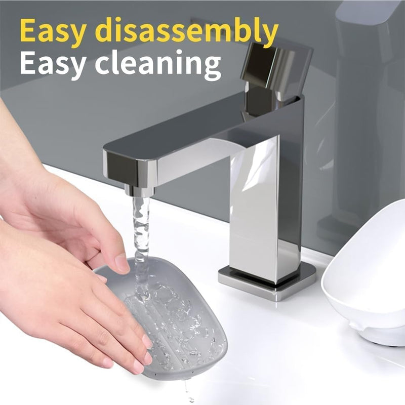 Self-Draining Soap Holder Set Of 2 – Bar Soap Dish with Suction Cups for Sink Kitchen & Bathtub