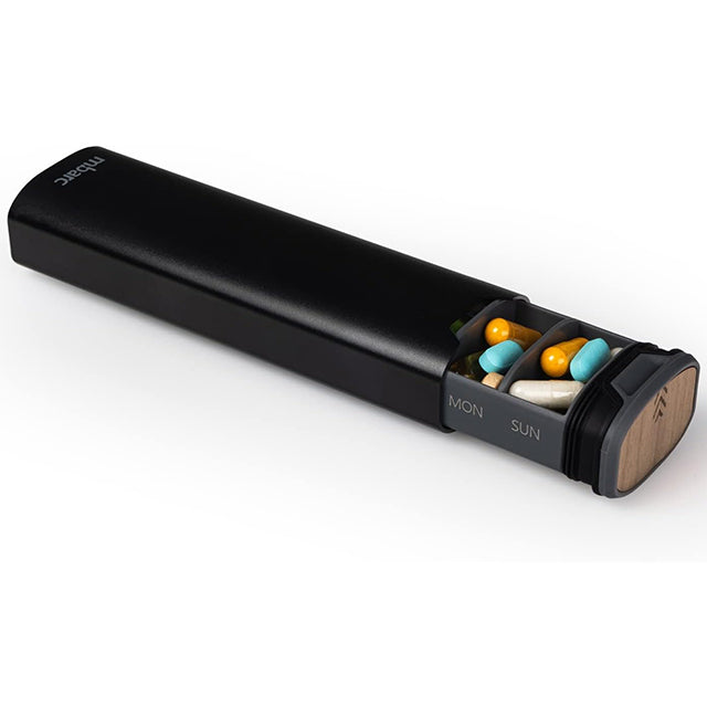7-Day Pill Box - Stylish Aluminium & Wood Pill Organiser for Vitamins & Medication