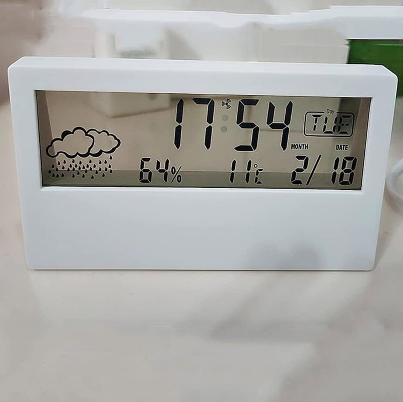 LED Transparent Alarm Clock – Luminous Display with Weather Temp & Humidity Functions
