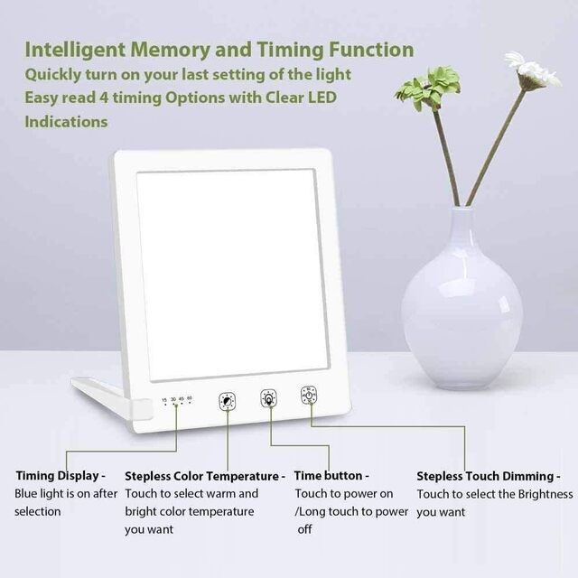 SAD Light Therapy Lamp – 10000 LUX with Adjustable Brightness Timer & Detachable Stand