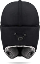 Fur Lined Winter Hat for Men – Thermal Hat with Earflaps Visor & Neck Warmer