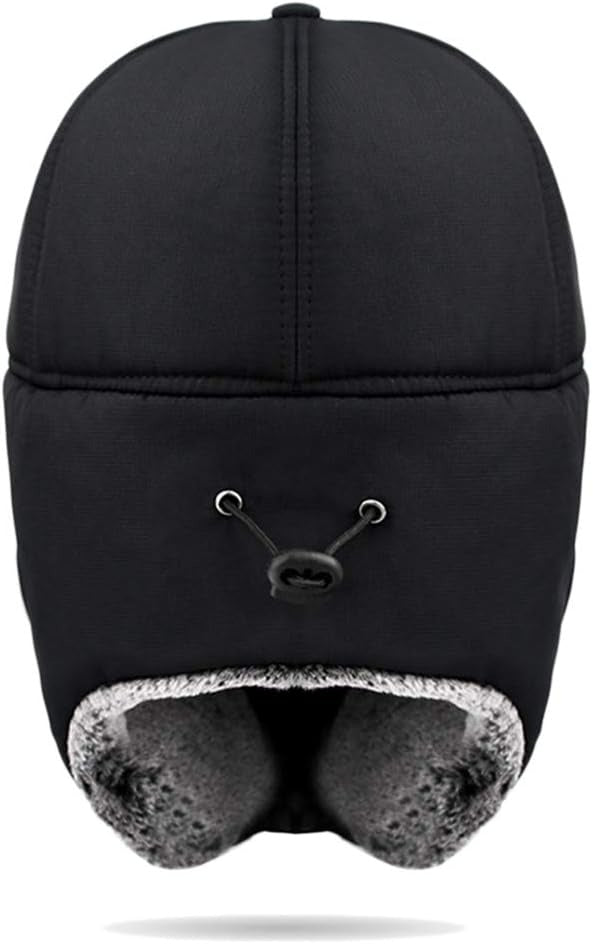 Fur Lined Winter Hat for Men – Thermal Hat with Earflaps Visor & Neck Warmer