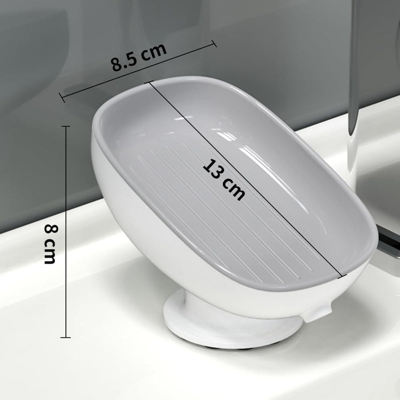 Self-Draining Soap Holder Set Of 2 – Bar Soap Dish with Suction Cups for Sink Kitchen & Bathtub