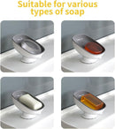 Self-Draining Soap Holder Set Of 2 – Bar Soap Dish with Suction Cups for Sink Kitchen & Bathtub