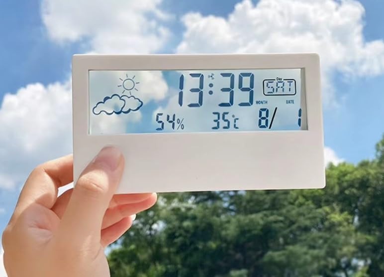 LED Transparent Alarm Clock – Luminous Display with Weather Temp & Humidity Functions