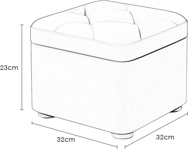 Square Button-Tufted Storage Ottoman – PU Upholstered Footstool Flip-Top Pouffe
