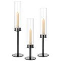Glass Candlestick Holder Set of 3 – Modern Taper Candle Holders Table Centerpiece & Fireplace Decor