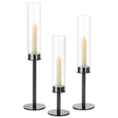 Glass Candlestick Holder Set of 3 – Modern Taper Candle Holders Table Centerpiece & Fireplace Decor