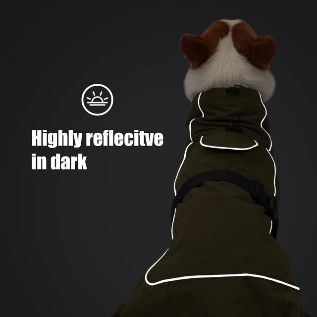 Waterproof Dog Coat – Fleece-Lined Winter Jacket with Reflective Straps & Harness Hole