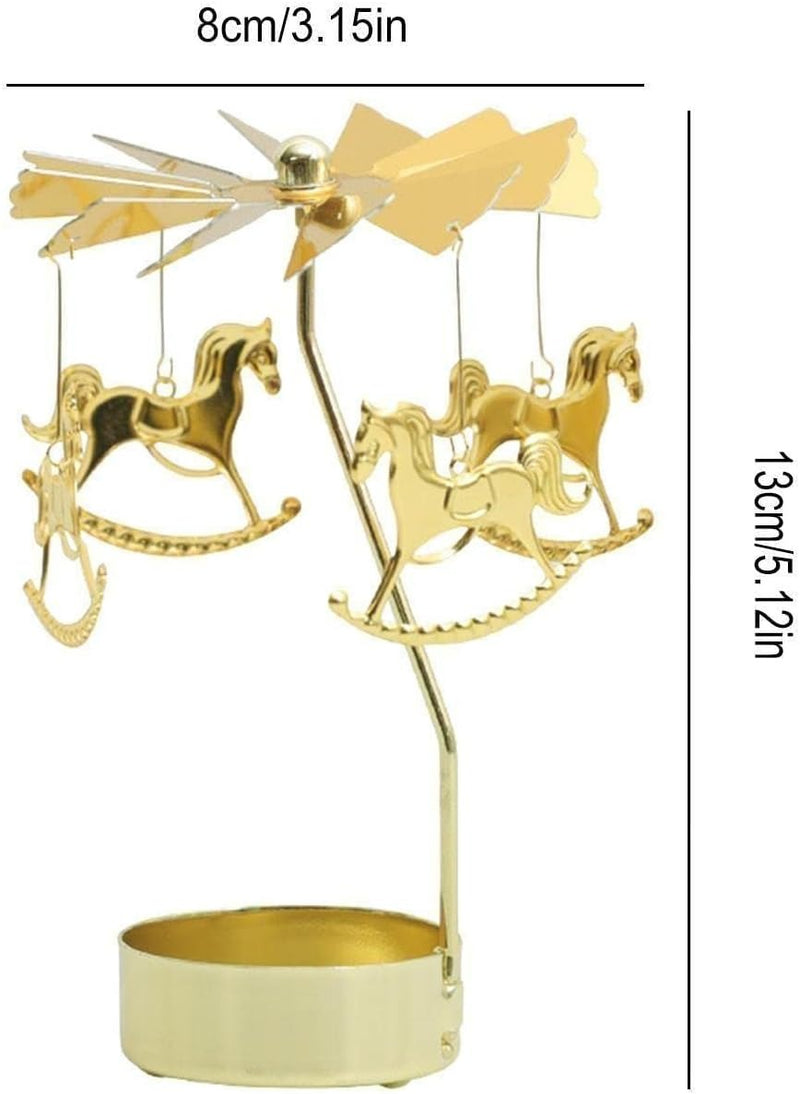 Pack of 2 Metal Rotary Candle Holder – Spinning Tea Light Carousel Candlestick
