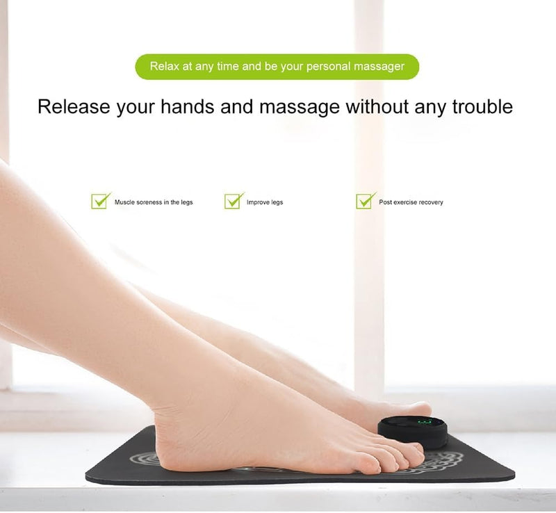 EMS Foot Massager Mat – 8 Modes USB Rechargeable Foldable with Remote Control