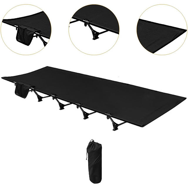 Portable Folding Camping Bed – Lightweight Travel Bed for Adults & Kids – Black