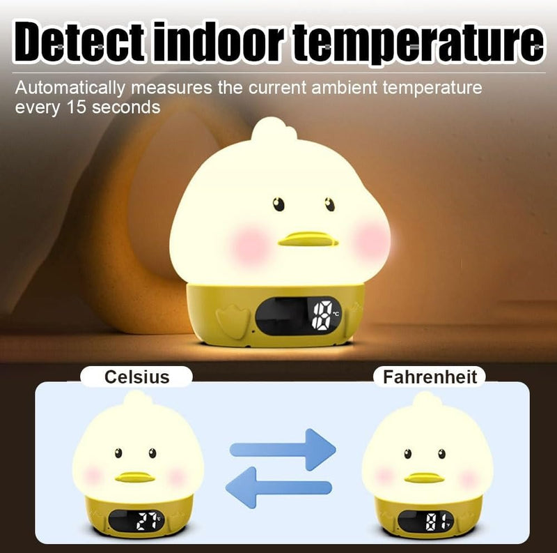 LED Night Light Clock – Rechargeable Silicone Touch Lamp Nursery Light for Babies