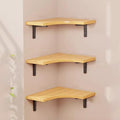 Solid Wood Corner Floating Shelves – 3 Piece Rustic Wall Display Storage
