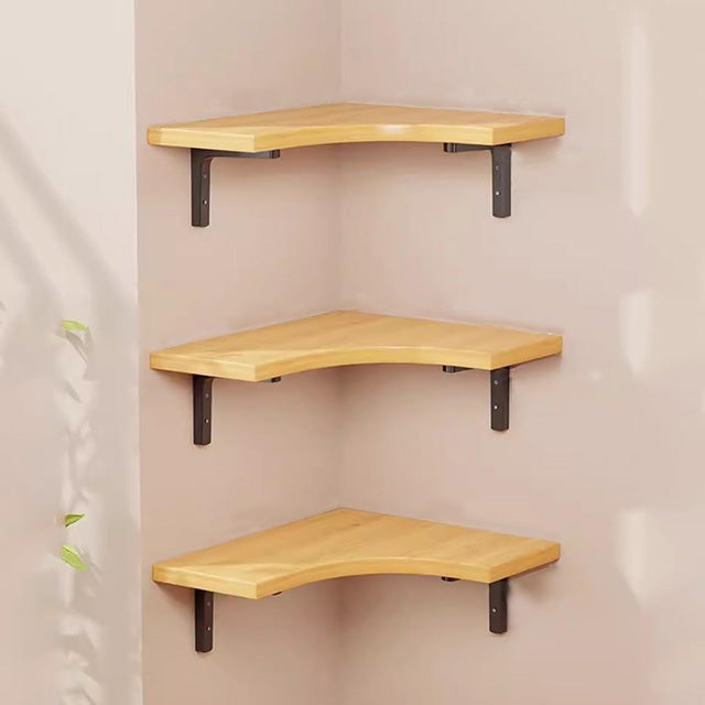 Solid Wood Corner Floating Shelves – 3 Piece Rustic Wall Display Storage