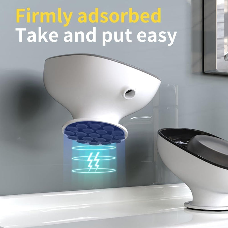 Self-Draining Soap Holder Set Of 2 – Bar Soap Dish with Suction Cups for Sink Kitchen & Bathtub