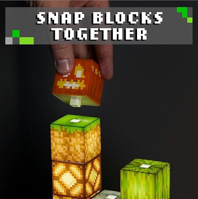 Minecraft Block Night Light – Officially Licensed 16 Rearrangeable LED Building Blocks