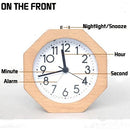 Wooden Analog Alarm Clock – Silent No-Tick Backlight Stylish Home Decor