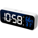 LED Voice-Controlled Alarm Clock – Mirror Display Temp & Humidity Dual Alarms