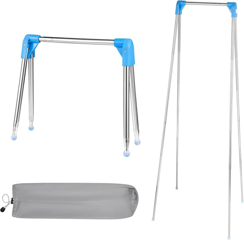 Portable Folding Clothes Rail – Adjustable Telescopic Travel Garment Rail