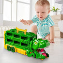 Dinosaur Race Track Toy – 59" Transport Truck with 12 Die-cast Cars