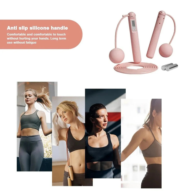 Cordless Weighted Skipping Rope – Digital Counter Portable Fitness Equipment