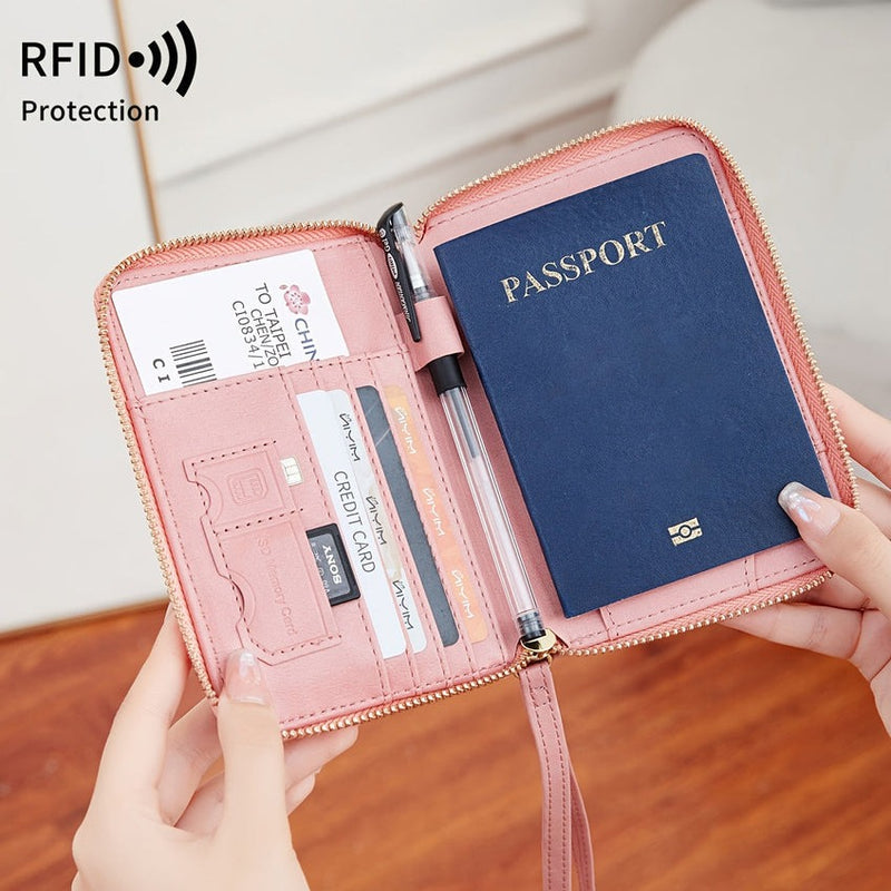 RFID-Blocking Passport Holder – Slim Travel Wallet with  Strap for Security On-the-Go