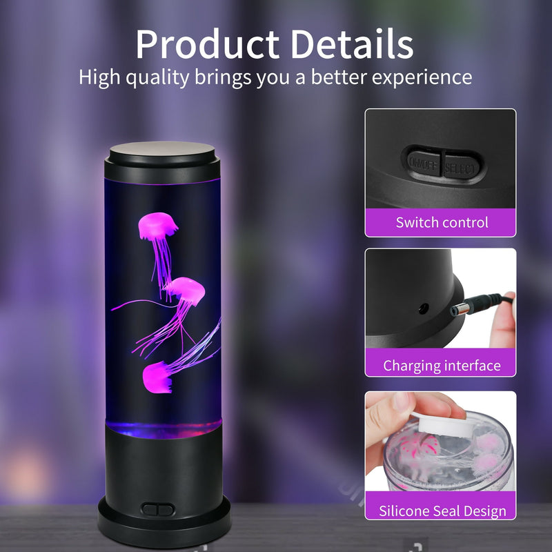 LED Jellyfish Lamp Night Light – 11” Color-Changing Aquarium Light Relaxing Table Lamp
