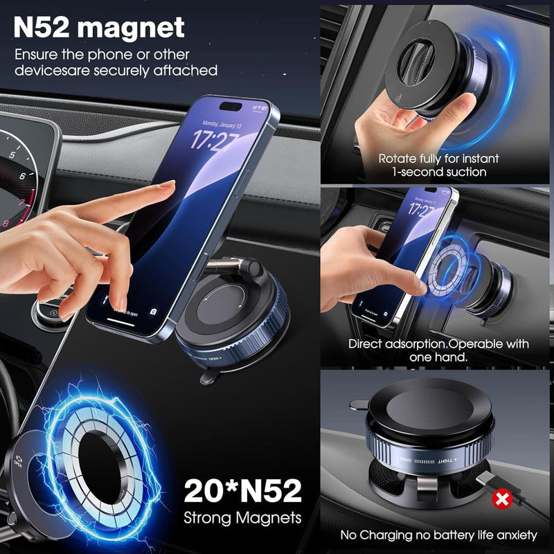Magnetic Car Phone Holder – Foldable 360° Rotating Car Phone Mount