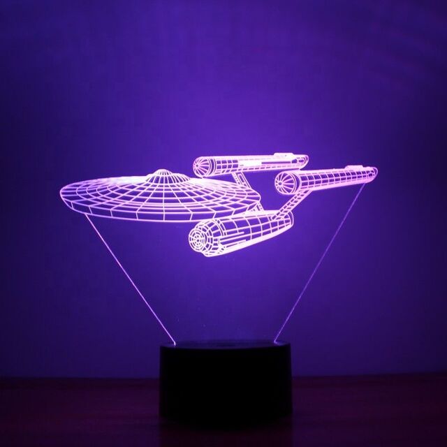 3D Optical Illusion Lamp – 16 Colored Star Trek Night Light with Remote