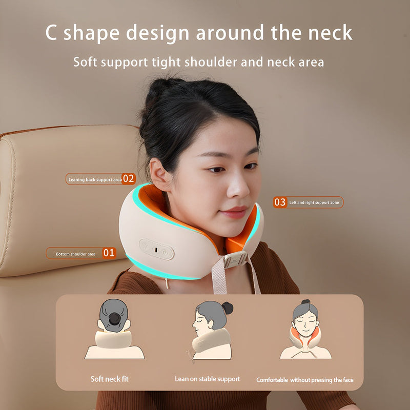 Rechargeable U-Shape Memory Foam Neck Massager – Heated Kneading Pillow for Pain Relief
