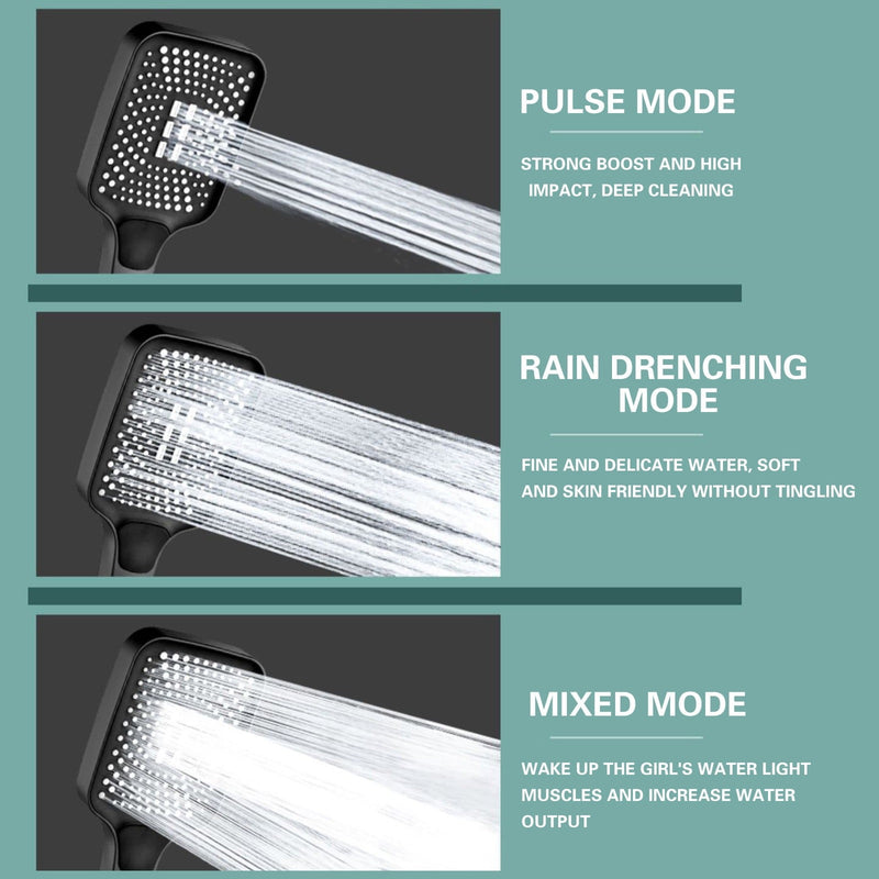 High Pressure Shower Head – 3 Modes 2M Hose Wall Bracket