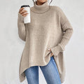 Oversized Turtleneck Sweater – Cozy High Collar Knit Top for Women