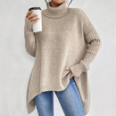 Oversized Turtleneck Sweater – Cozy High Collar Knit Top for Women