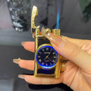 2-in-1 Pocket Lighter with Clock – Refillable Windproof Torch Sturdy Metal Build