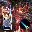 2-in-1 Pocket Lighter with Clock – Refillable Windproof Torch Sturdy Metal Build