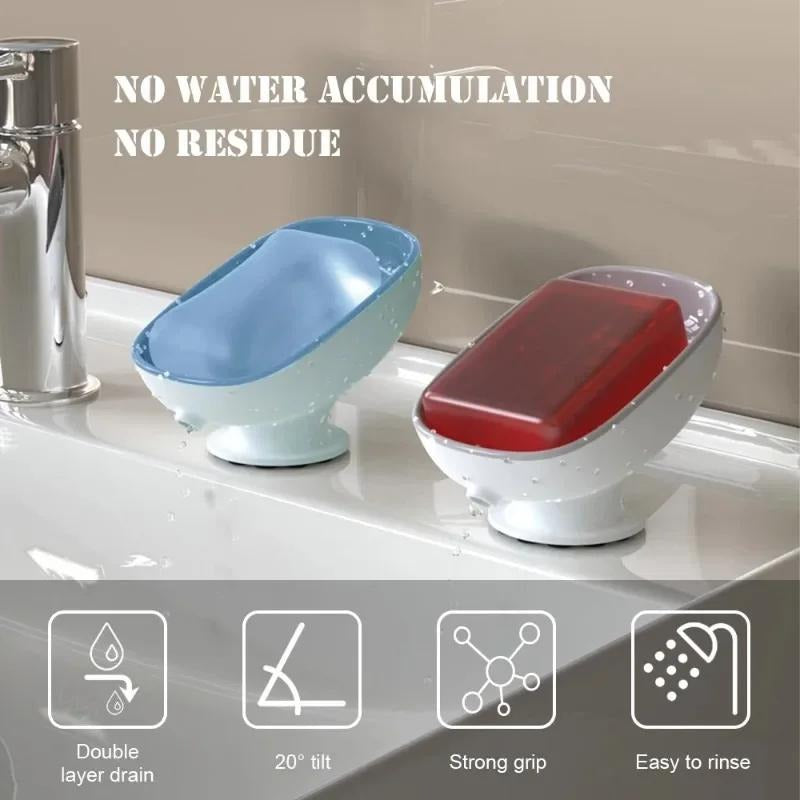 Self-Draining Soap Holder Set Of 2 – Bar Soap Dish with Suction Cups for Sink Kitchen & Bathtub