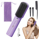 Cordless Hair Straightener Brush – Rechargeable Anti-Scald Portable Hair Straightening Comb