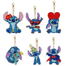 Stitch Diamond Painting Keychain Set – DIY 6-Piece Double-Sided Rhinestone Kit