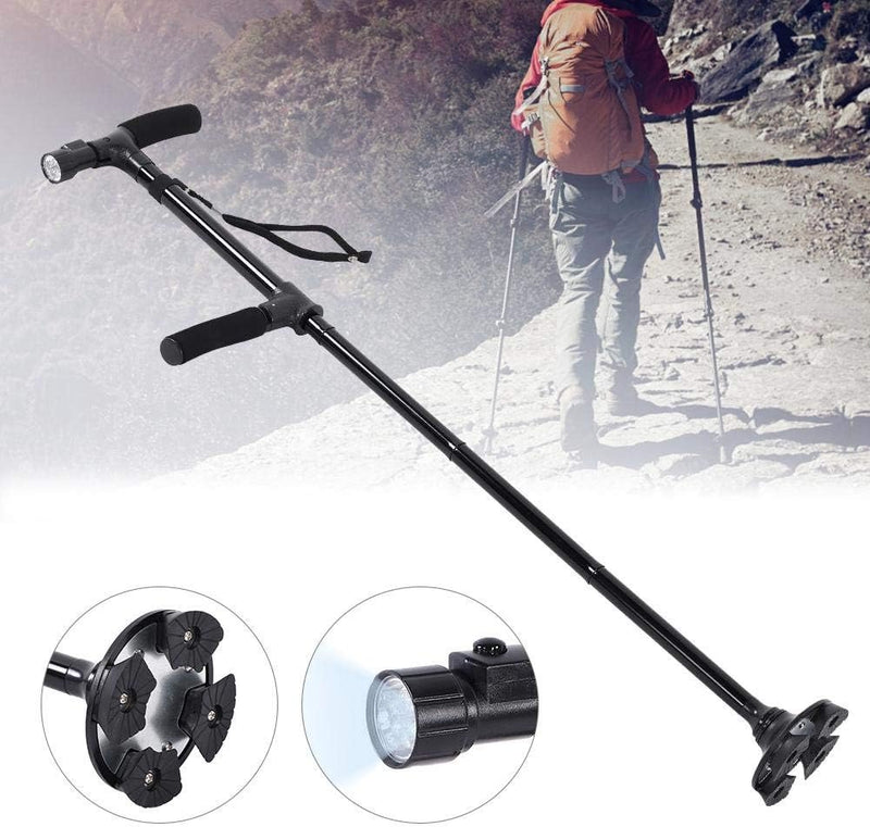 Folding Walking Stick with Light – Telescopic Double Handle Trekking Pole for Seniors