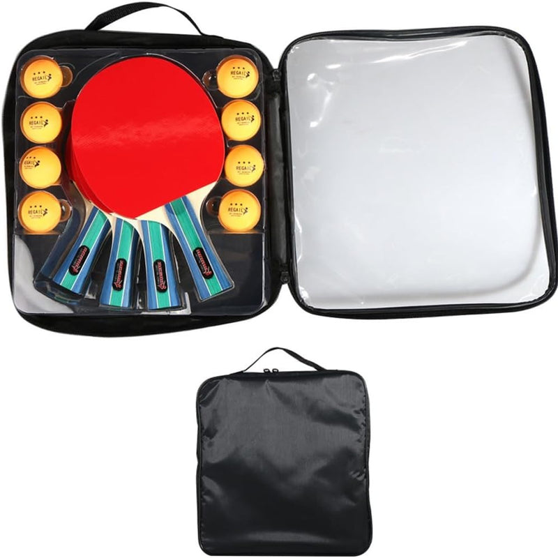 Table Tennis Racket Set – 4 Bats 8 Balls & Carry Bag Portable Ping Pong Kit for Home