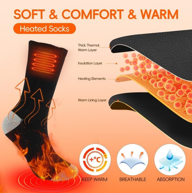 Winter Heated Socks – 3 Heat Setting Thermal Foot Warmers