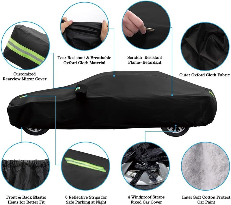 Waterproof Car Cover with Reflective Strips & UV Protection