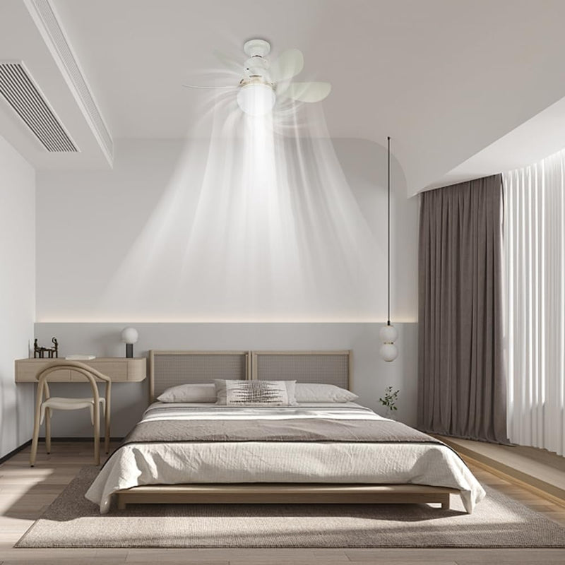 Compact Silent Ceiling Fan-Integrated Ceiling Light - Three Light Settings with Remote
