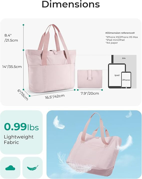 Foldable Tote Bag for Women – Large Waterproof Nylon Travel Shoulder Bag with Zipper