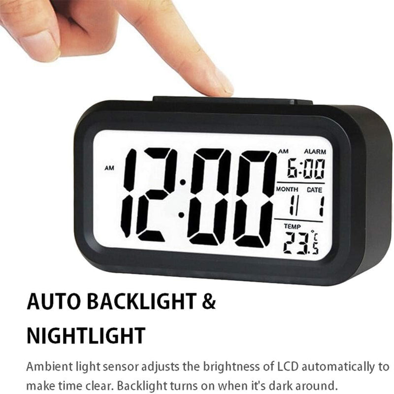Cute Digital Alarm Clock – LCD Display with Temperature Nightlight & Snooze Perfect for Bedside Table