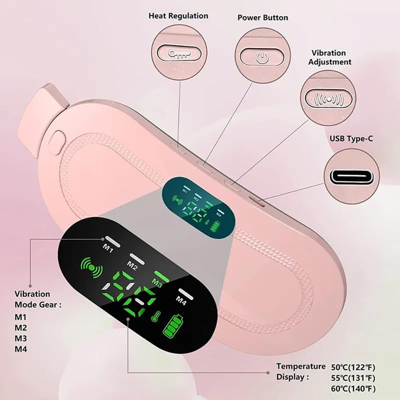 Smart Menstrual Heating Pad Belt – Vibrating Abdominal Massager for Waist & Period Pain Relief